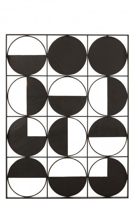 Decoratiune de perete Rounds, Metal/Fier, Negru/Auriu, 101.5x3x76 cm [2]
