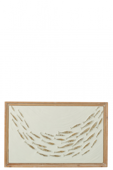 Decoratiune de perete, School Fish Zoli, Fier/Lemn de Brad, L 65| W 3.5| H 41 cm [2]