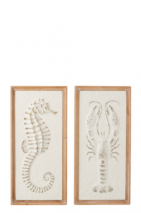 Decoratiune de perete, Seahorse/Lobster, Fier/Lemn de Brad, Sortiment de 2, L 31| W 3.5| H 65 cm [2]