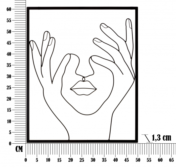 Decoratiune de perete Simply Face, Fier, Negru, 61x50.5x1.3 cm [6]