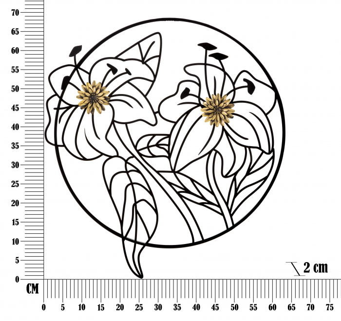 Decoratiune de perete Simply Flotis, Fier, Negru/Auriu, 69x63x2 cm [6]