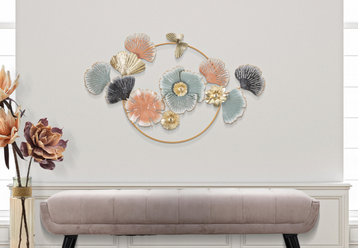 Decoratiune de perete Sofy, Fier, Multicolor, 57×91.4×6.4 cm lotusland.ro