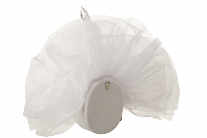 Decoratiune de perete Swan, Fibre sintetice, Alb/Argintiu, 46x20x37 cm [2]