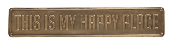 Decoratiune de perete This Is My Happy Place, Metal Fier, Bronz, 72x1x14 cm