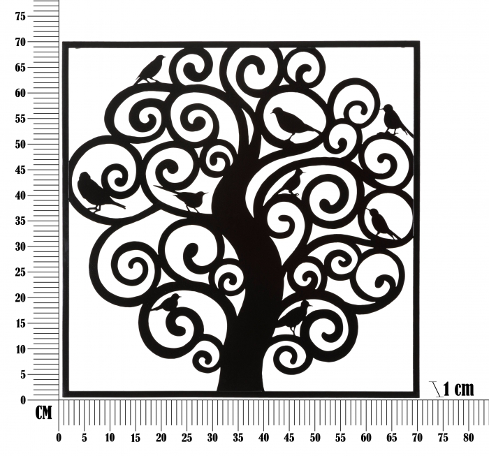Decoratiune de perete Three, Fier, Negru, 70x70x1 cm [6]