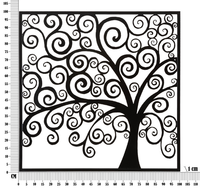 Decoratiune de perete Three Plus, Fier, Negru, 100x100x1 cm [12]