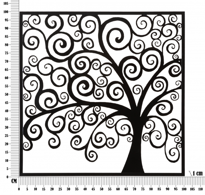 Decoratiune de perete Three Plus, Fier, Negru, 100x100x1 cm [6]