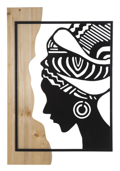 Decoratiune de perete tribal din fier si lemn 53x2x80 cm [1]