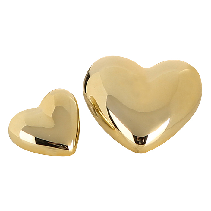 Decoratiune Deco Heart, ceramica, auriu, 3x8 cm