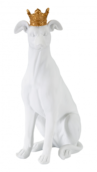 Decoratiune Dog, Rasina, Alb/Auriu, 33x20x12.5 cm [7]
