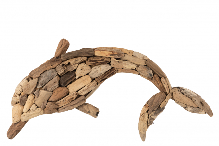 Decoratiune Dolphin, Lemn, Natural, 113x48x6 cm