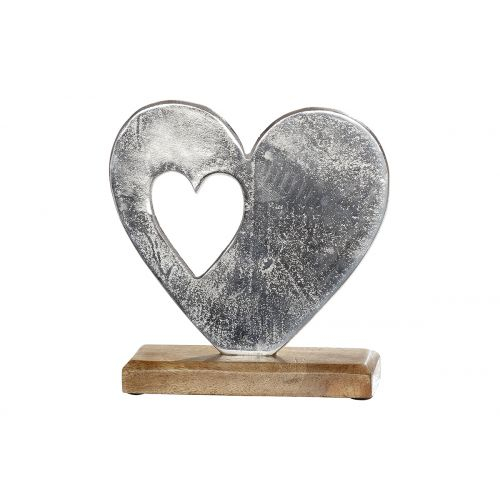 Decoratiune Heart lemn/aluminiu 16x5x15 cm [2]