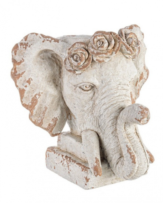 Decoratiune Elefant, Oxid de magneziu, Maro, 48x38x43 cm