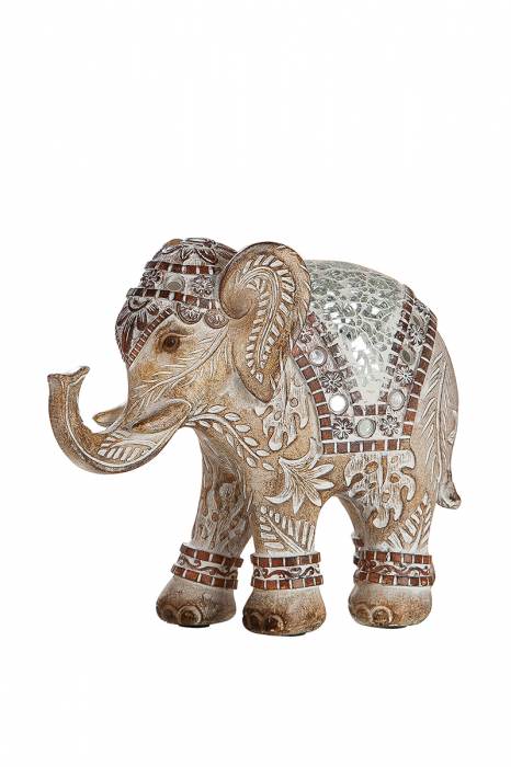 Decoratiune elefant Palmira, rasina, maro, 22x8,5x17 cm