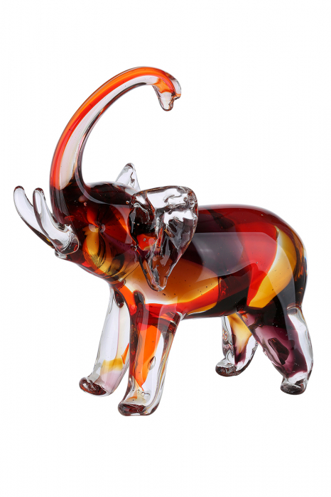 Decoratiune elefant, sticla, rosu, 21x11x22,5 cm [2]