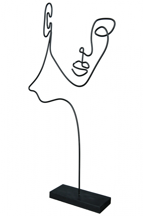 Decoratiune Face Rachel, Metal, Negru, 22.5x40.5x8 cm [2]