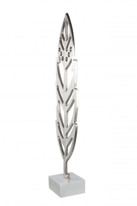 Decoratiune Feather , Aluminiu, Argintiu, 12x48x10 cm [3]