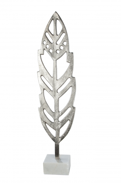 Decoratiune Feather , Aluminiu, Argintiu, 12x48x10 cm [4]