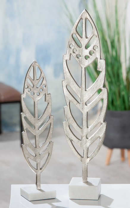 Decoratiune Feather , Aluminiu, Argintiu, 16x65x10 cm GILDE