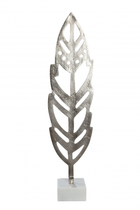 Decoratiune Feather , Aluminiu, Argintiu, 16x65x10 cm [2]