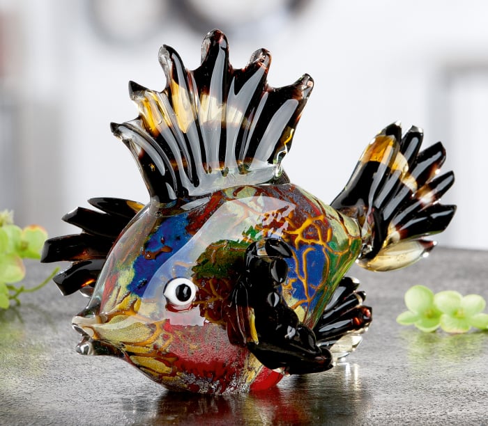 Decoratiune Fish Mondo, Sticla, Multicolor, 24x17x18 cm GILDE