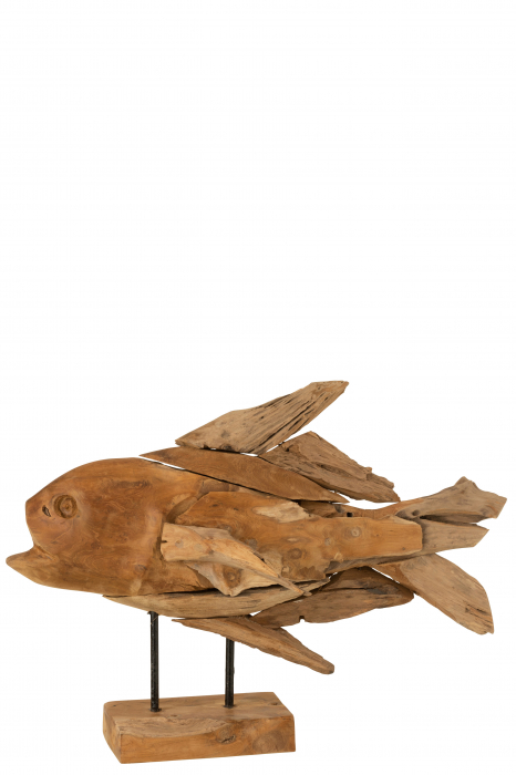 Decoratiune Fish on Foot, Lemn, Natural, 56x18.5x36 cm