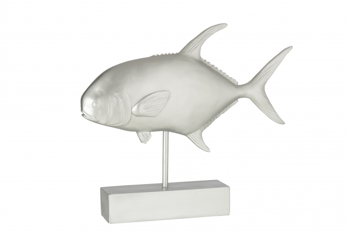 Decoratiune Fish on Foot, Rasina, Argintiu, 51.5x11x43.5 cm [2]