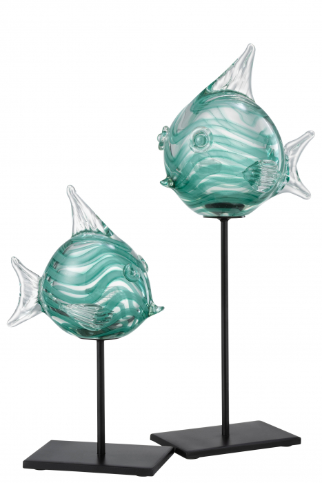 Decoratiune Fish On Foot, Sticla/Metal, Multicolor, 16x13x37 cm [2]