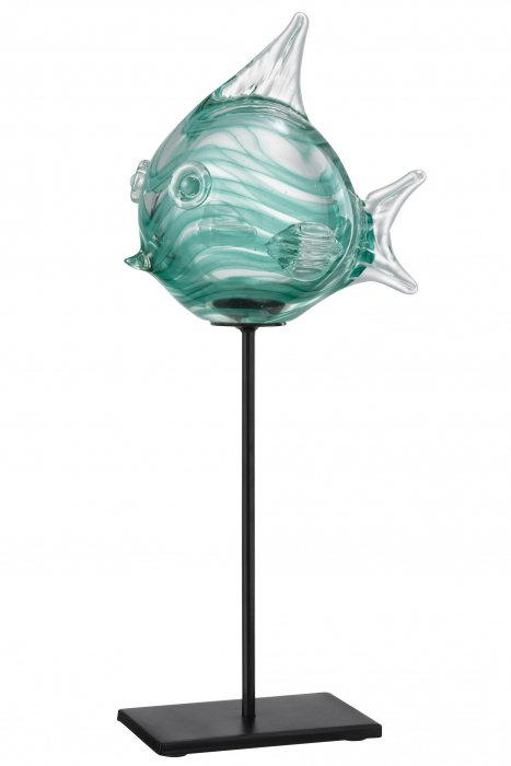 Decoratiune Fish On Foot, Sticla Metal, Multicolor, 16x13x37 cm Jolipa imagine 2022 by aka-home.ro