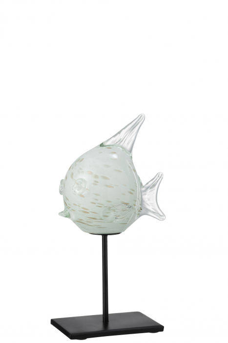 Poza Decoratiune Fish On Foot, Sticla, Negru Alb, 14x10x24 cm