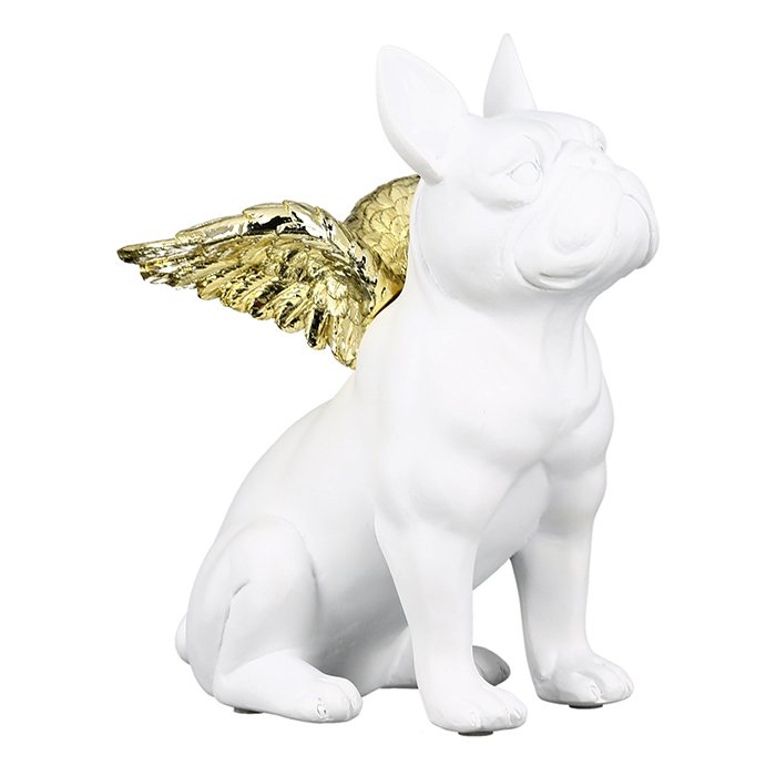 Decoratiune Flying Bulli rasina, alb auriu, 25x14x20 cm