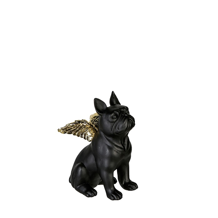Decoratiune Flying Bulli rasina, negru auriu, 16x9x12 cm