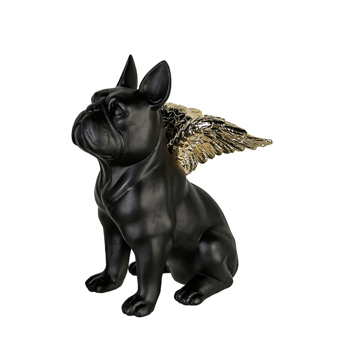 Decoratiune Flying Bulli rasina, negru auriu, 25x14x20 cm