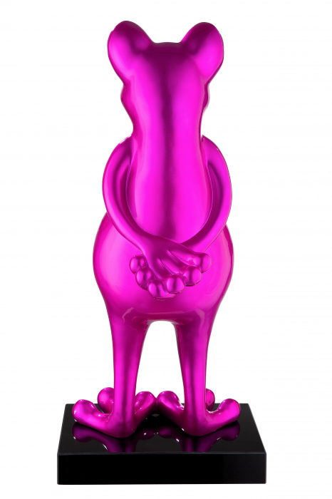 Decoratiune Frog, Rasina/Marmura, Negru/Roz, 32x68x30 cm [2]