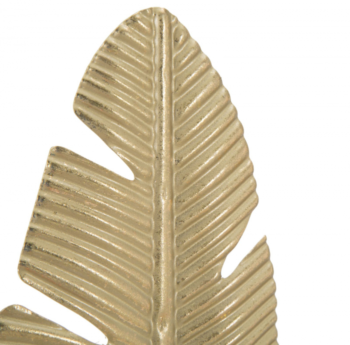 Decoratiune frunza, fier, auriu/negru, 10X10X34  cm [4]