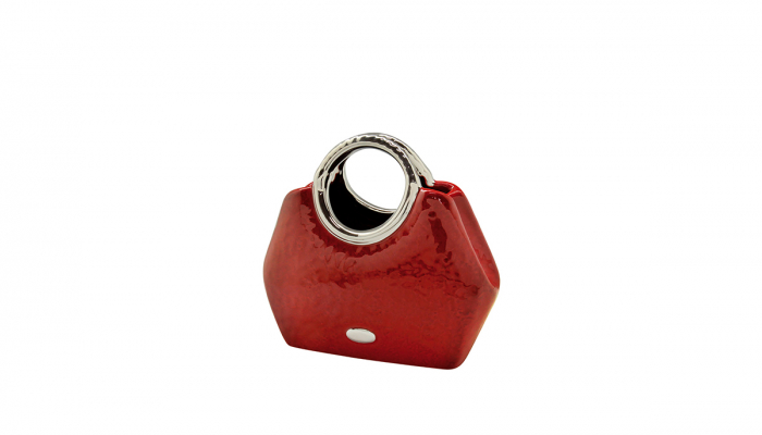 Vaza geanta Milano, ceramica, rosu/argintiu, 24.5x10.5x21 cm [2]