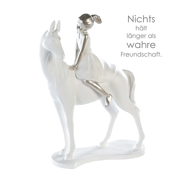 Decoratiune Girl on Horse, rasina, alb/argintiu, 9x20x25 cm [3]