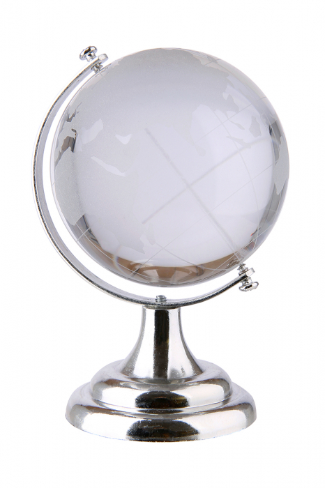 Poza Decoratiune glob, sticla aluminiu, argintiu, 9x5,5 cm