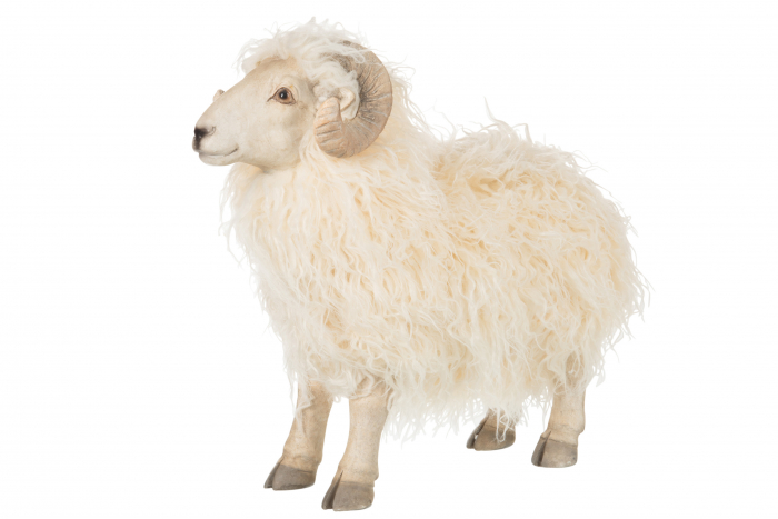 Decoratiune Goat, Rasina, Maro Crem, 33x15x33 cm