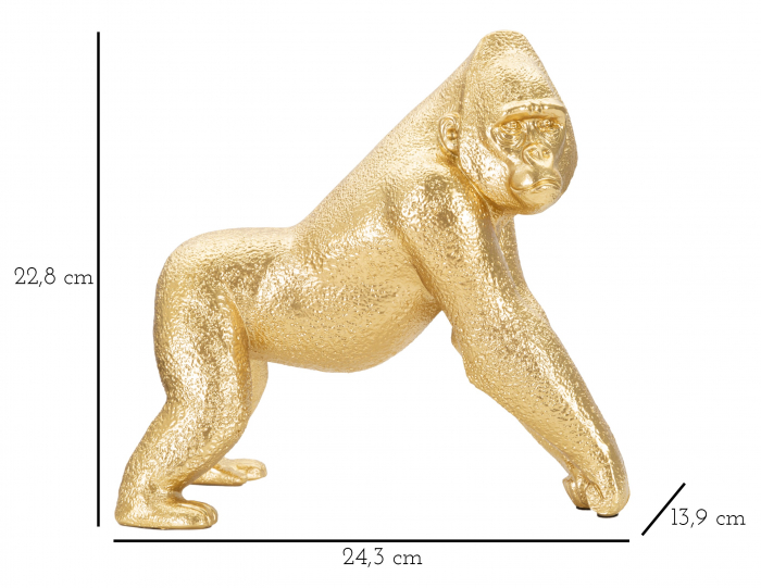 Decoratiune Gorrilla, Rasina, Auriu, 22.8x24.3x13.9 cm [5]