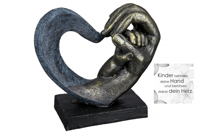 Decoratiune Hands of Love, Rasina, Negru/Albastru, 16x14x7 cm [2]
