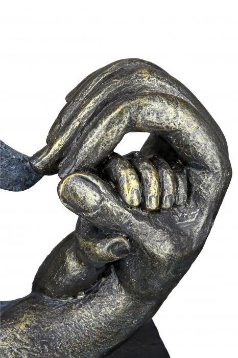 Decoratiune Hands of Love, Rasina, Negru/Albastru, 16x14x7 cm [5]