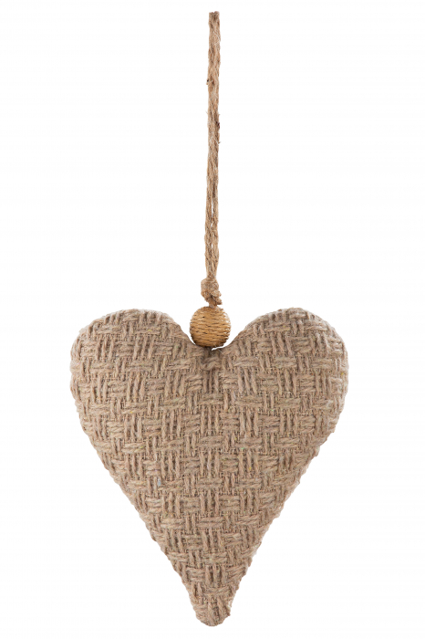 Decoratiune Heart Trenza, Panza, Ecru, 13x14 cm [2]