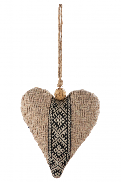 Decoratiune Heart Trenza, Panza, Ecru, 13x14 cm [3]