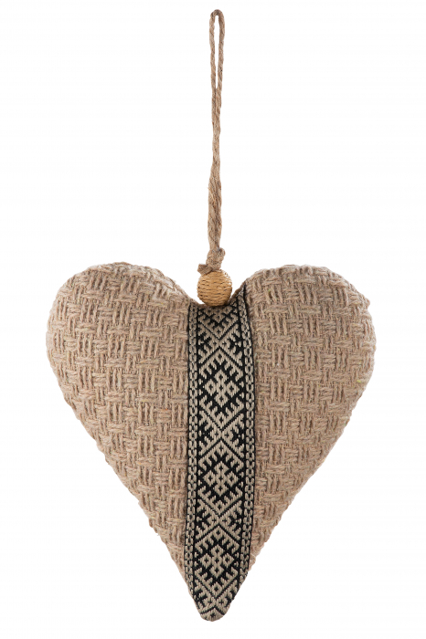 Decoratiune Heart Trenza, Panza, Ecru, 17x18 cm [3]