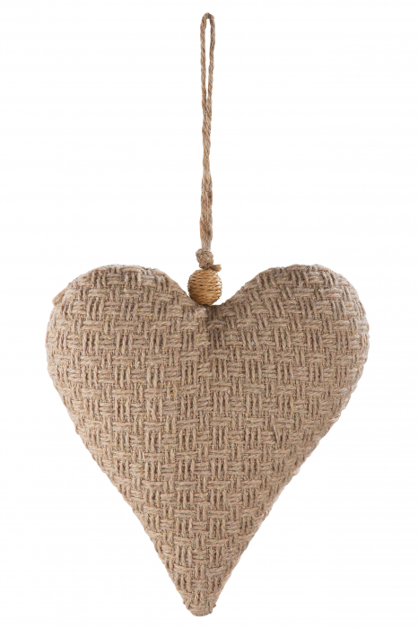 Decoratiune Heart Trenza, Panza, Ecru, 17x18 cm [2]