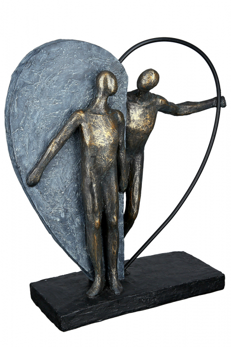 Decoratiune Heartbeat, Rasina, Gri/Bronz, 28x31x10 cm [4]