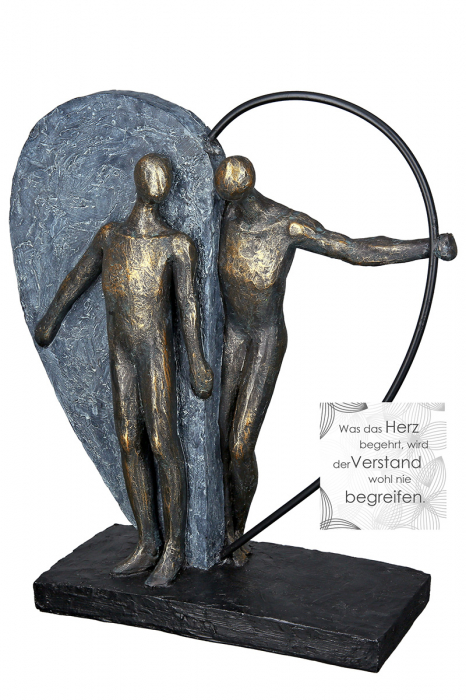 Decoratiune Heartbeat, Rasina, Gri/Bronz, 28x31x10 cm [5]