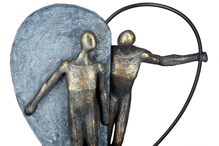 Decoratiune Heartbeat, Rasina, Gri/Bronz, 28x31x10 cm [3]