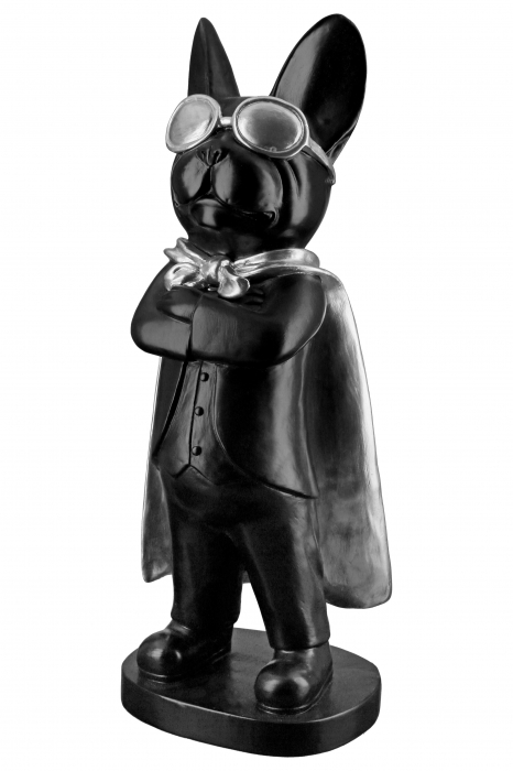 Decoratiune Hero Dog, Rasina, Negru/Argintiu, 12.5x34x10 cm [4]